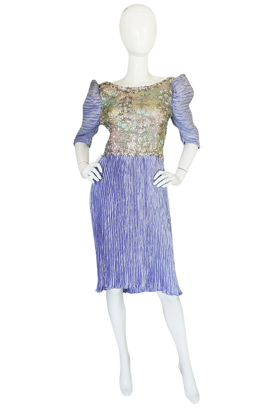 1980s Mary McFadden Couture Sequin & Beaded Dress