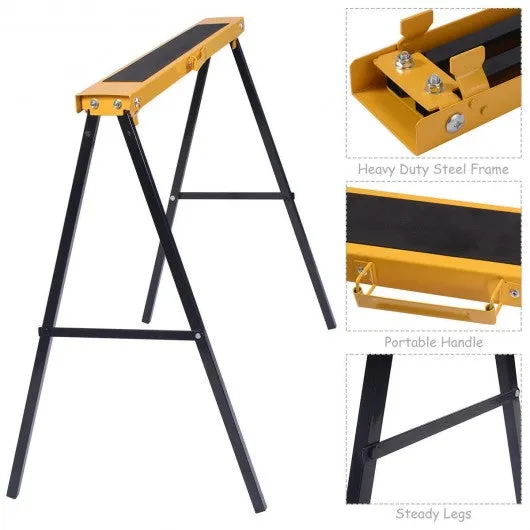 2 Pack Heavy Duty Sawhorse with Steel Folding Legs