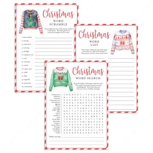 3 Christmas Word Puzzles Printable