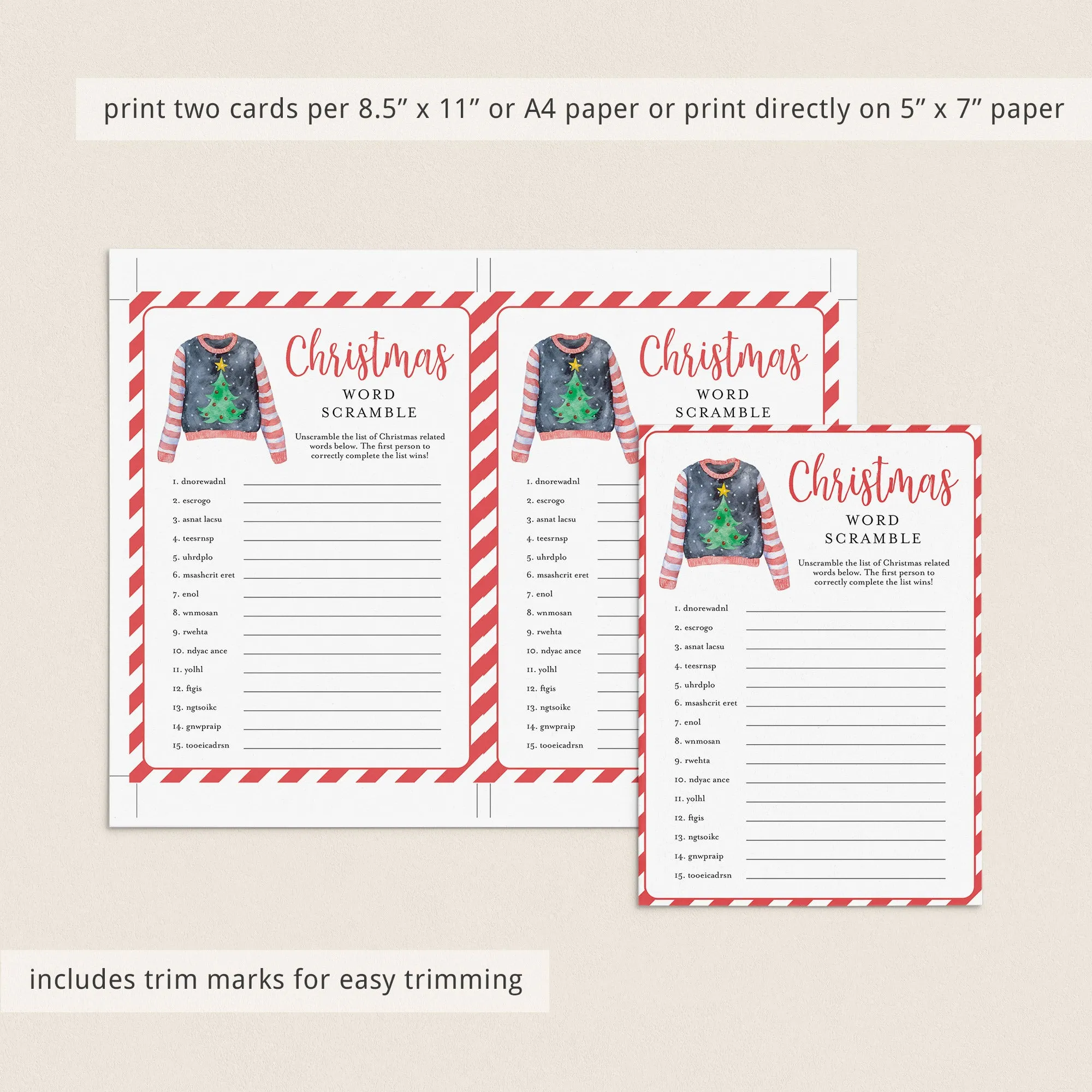 3 Christmas Word Puzzles Printable