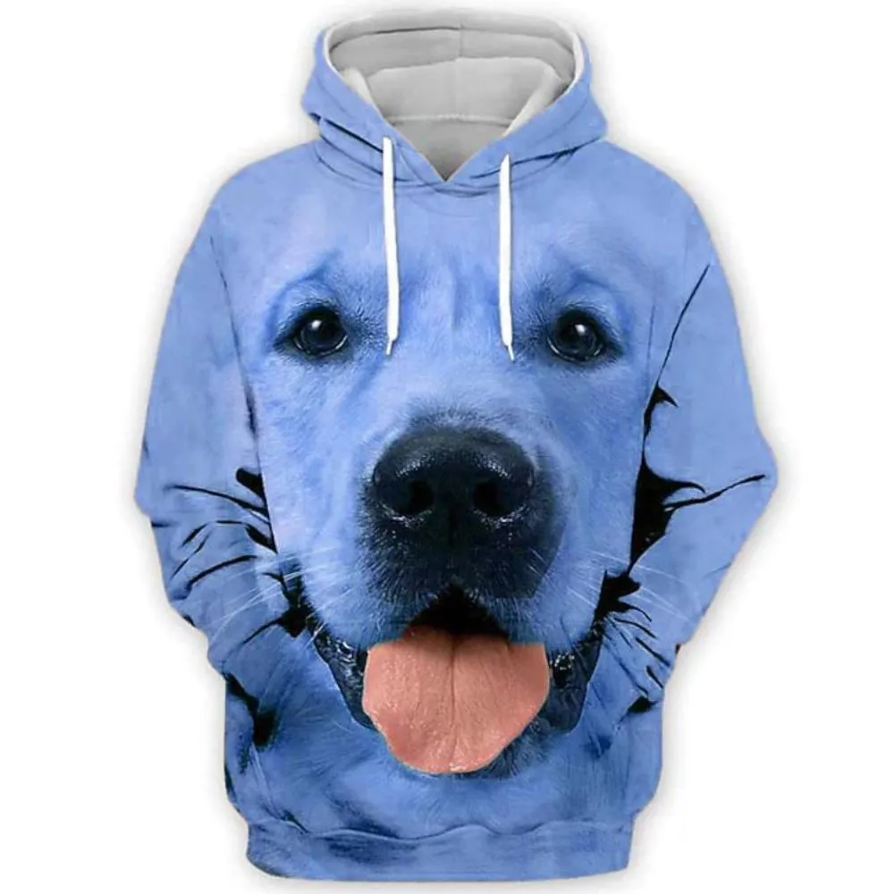 3D Graphic Printed Dog Pattern Hoodies