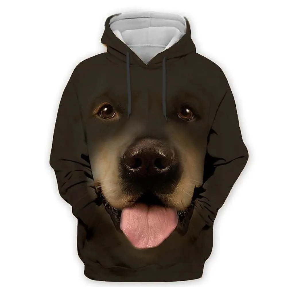 3D Graphic Printed Dog Pattern Hoodies