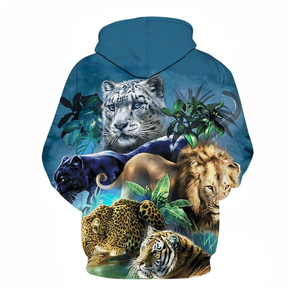 3D Graphic Printed Hoodies Animals