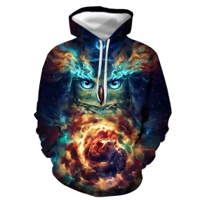 3D Graphic Printed Hoodies Owl