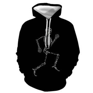 3D Graphic Printed Hoodies Running Human Skeleton