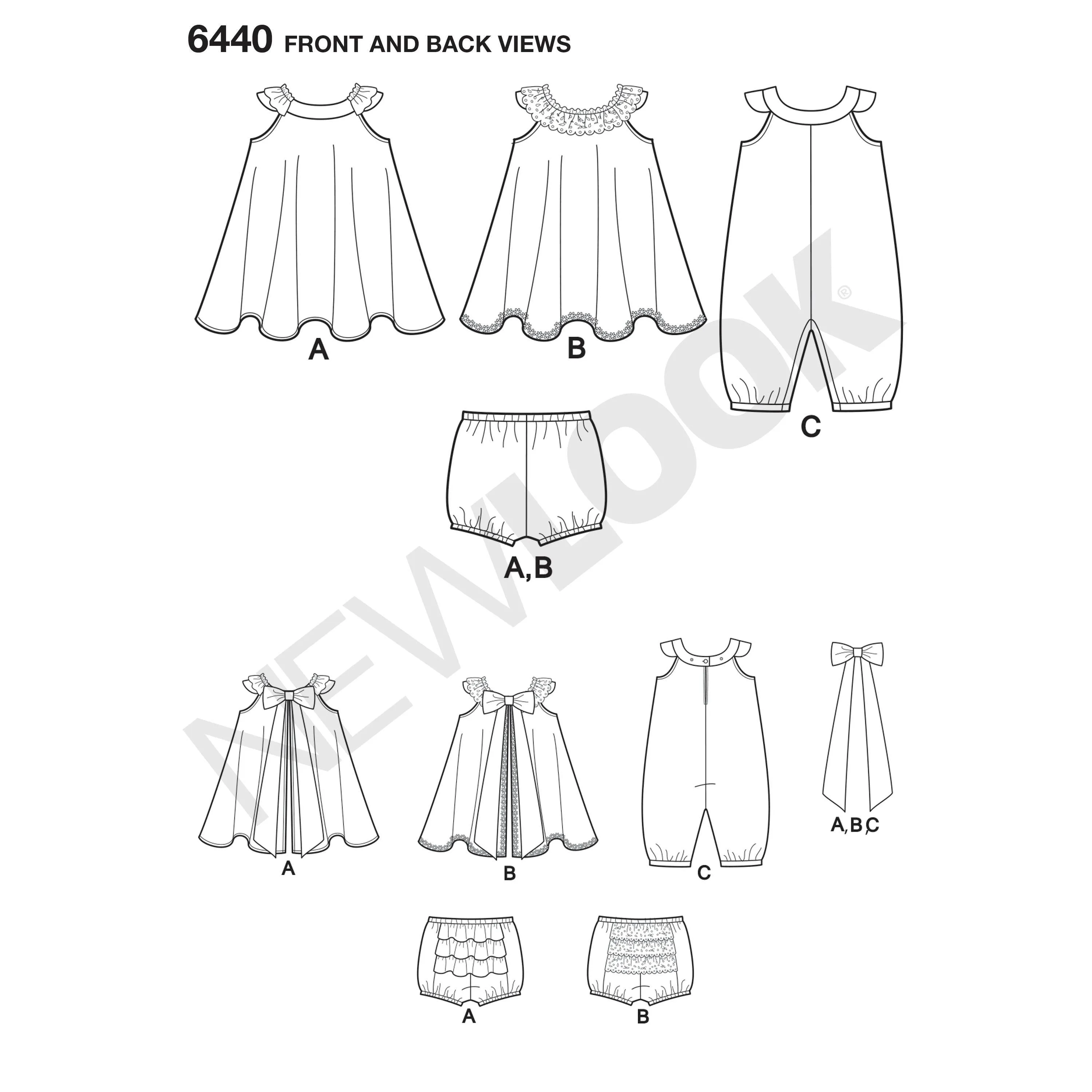 6440 Babies' Romper and Sundress with Panties