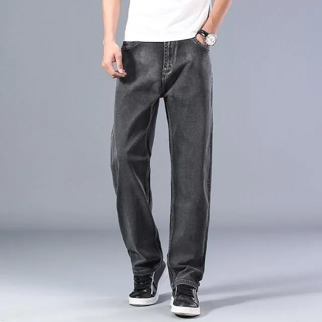 7 Colors Available Men's Thin Straight-leg Loose Jeans 2021 Summer New Classic Style Advanced Stretch Loose Pants Male Brand