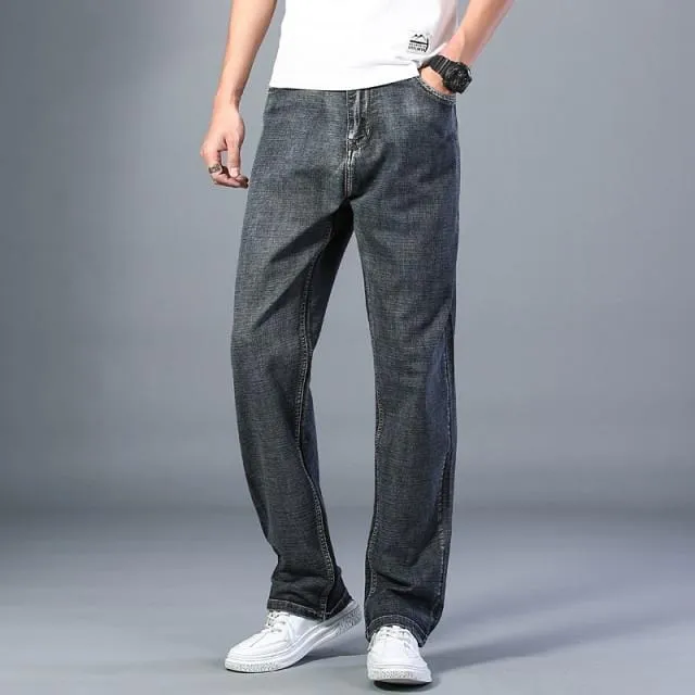 7 Colors Available Men's Thin Straight-leg Loose Jeans 2021 Summer New Classic Style Advanced Stretch Loose Pants Male Brand