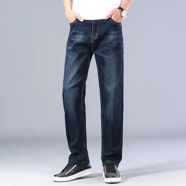 7 Colors Available Men's Thin Straight-leg Loose Jeans 2021 Summer New Classic Style Advanced Stretch Loose Pants Male Brand