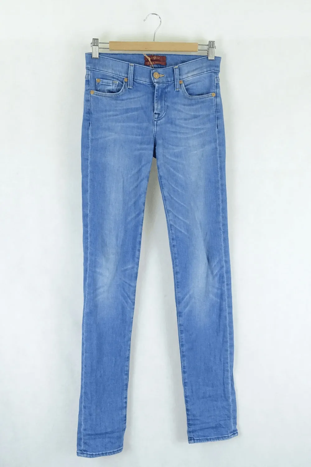 7 For All Mankind Blue Denim Skinny Jeans 25