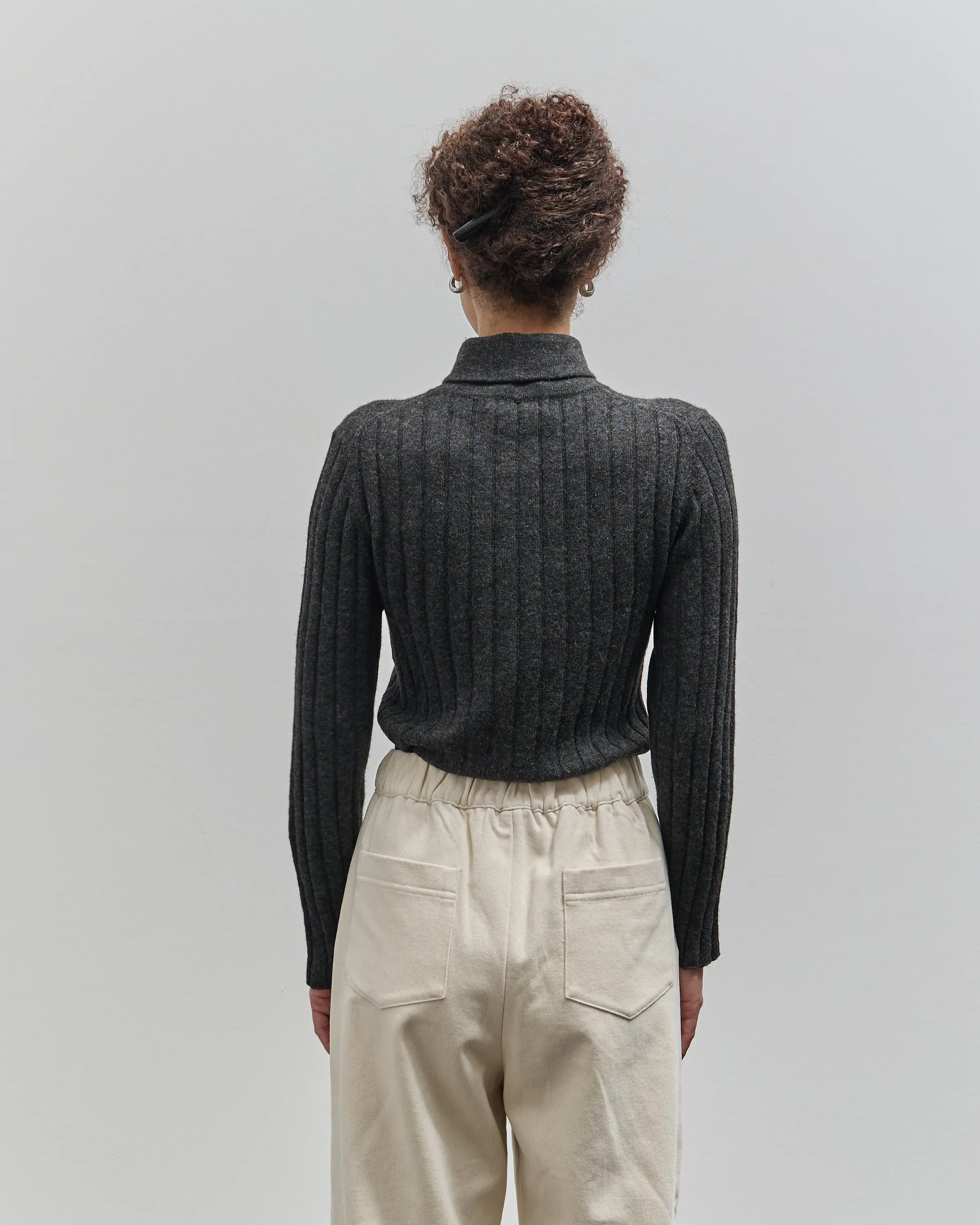 7115 Yak Ribbed Roll-Neck Sweater, Charcoal