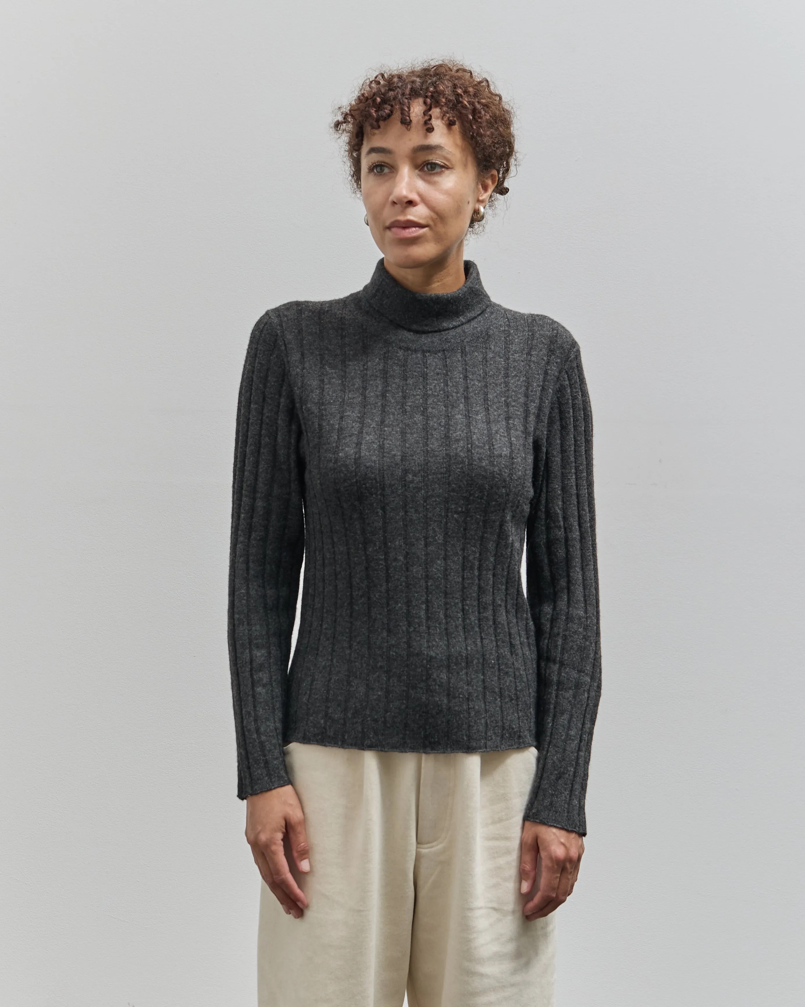 7115 Yak Ribbed Roll-Neck Sweater, Charcoal