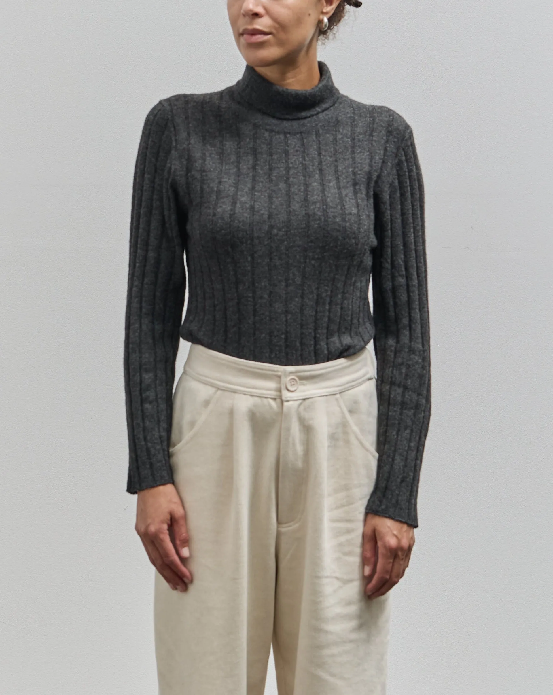 7115 Yak Ribbed Roll-Neck Sweater, Charcoal