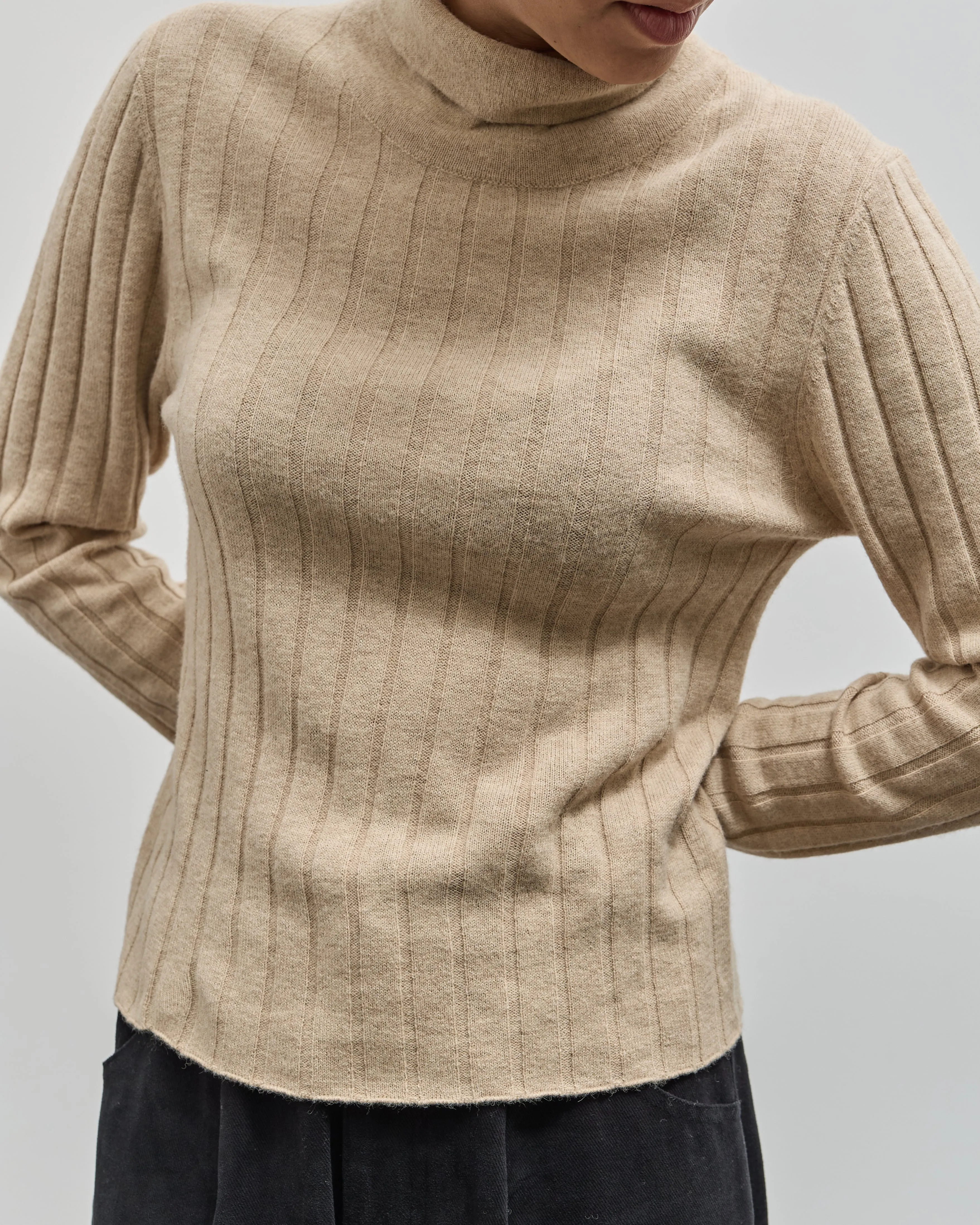 7115 Yak Ribbed Roll-Neck Sweater, Desert Sand