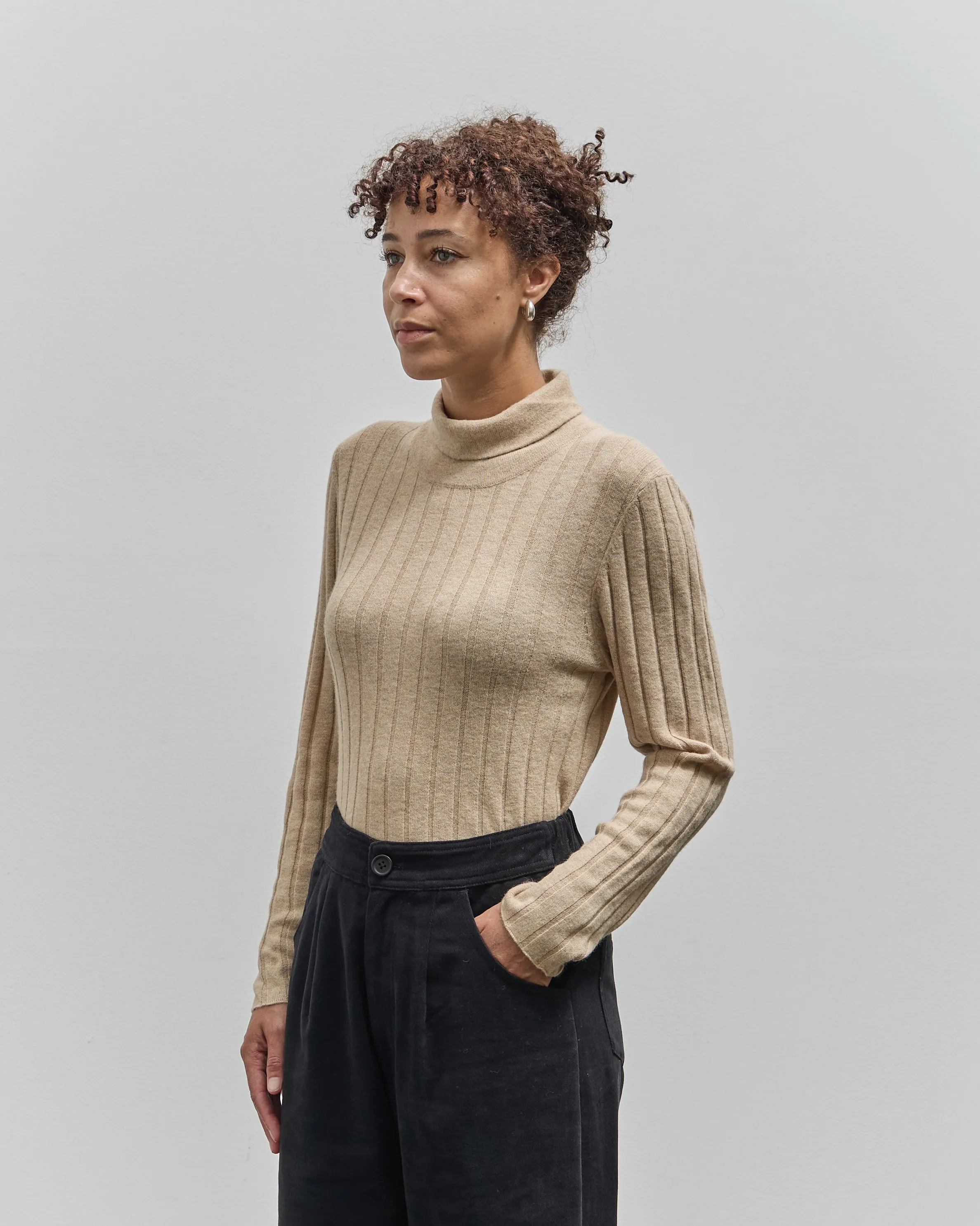 7115 Yak Ribbed Roll-Neck Sweater, Desert Sand