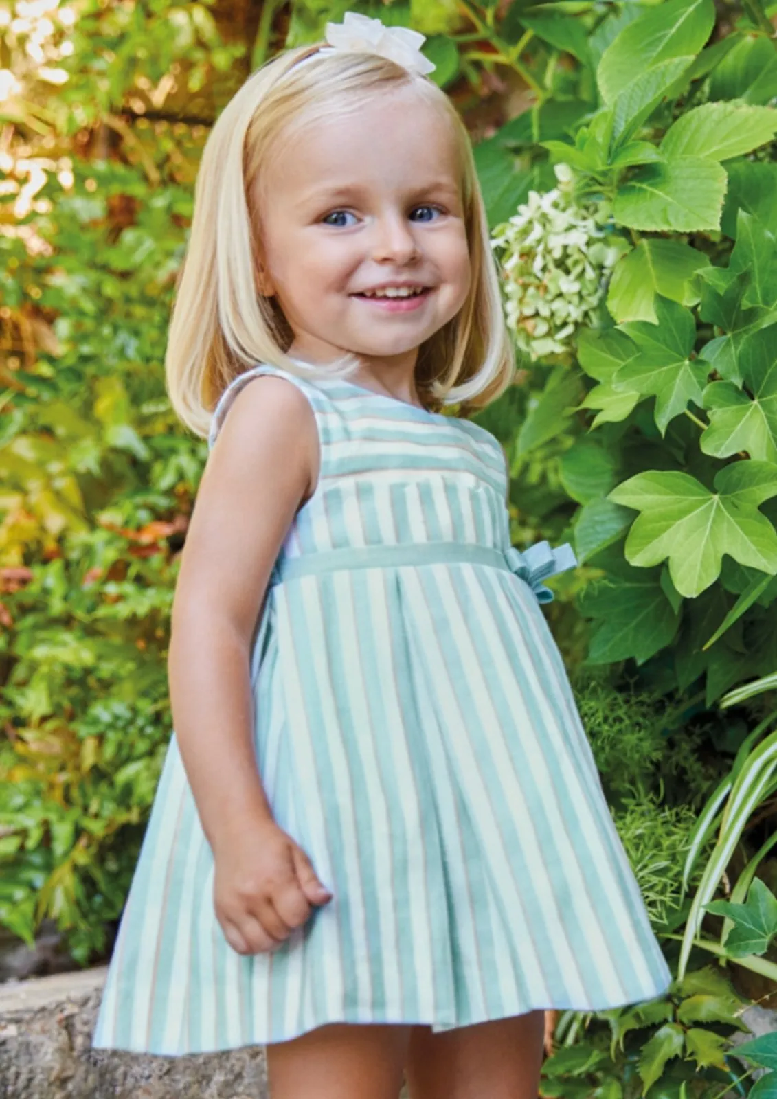 Abel & Lula Baby & Toddler Girls Mint Striped Linen Dress