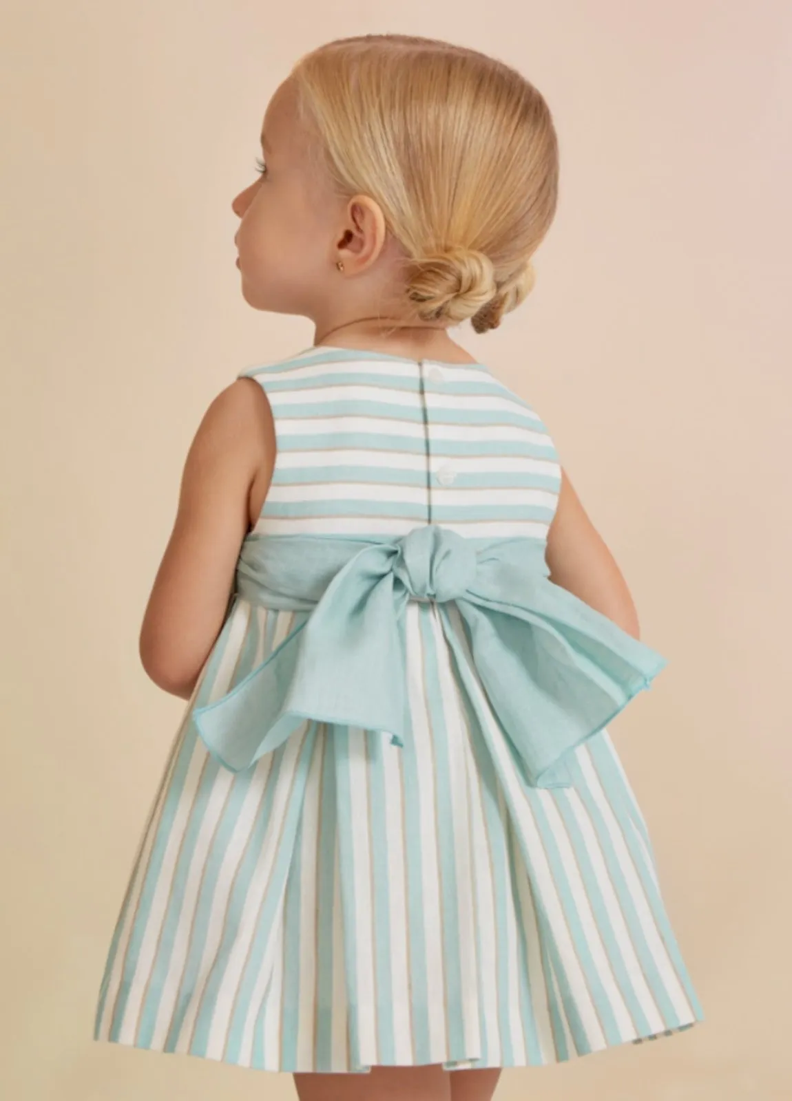 Abel & Lula Baby & Toddler Girls Mint Striped Linen Dress