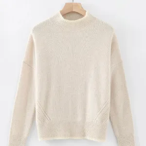 Aleger Cashmere Funnel Neck shell detailed Sweater