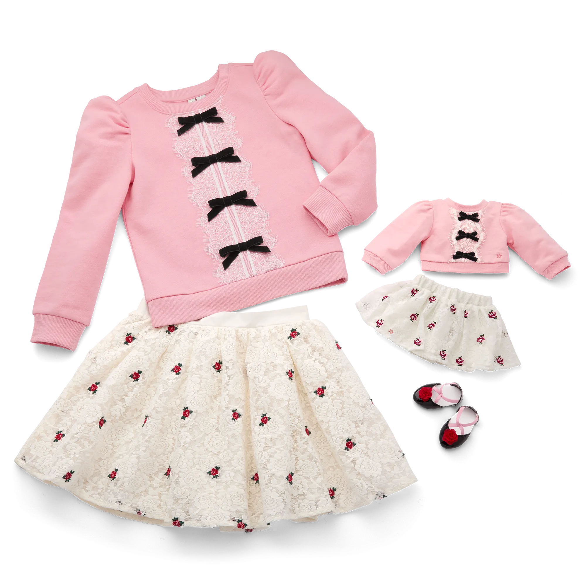 American Girl® x Janie and Jack Holiday Rose Skirt & Top Outfit for Girls & 18-inch Dolls