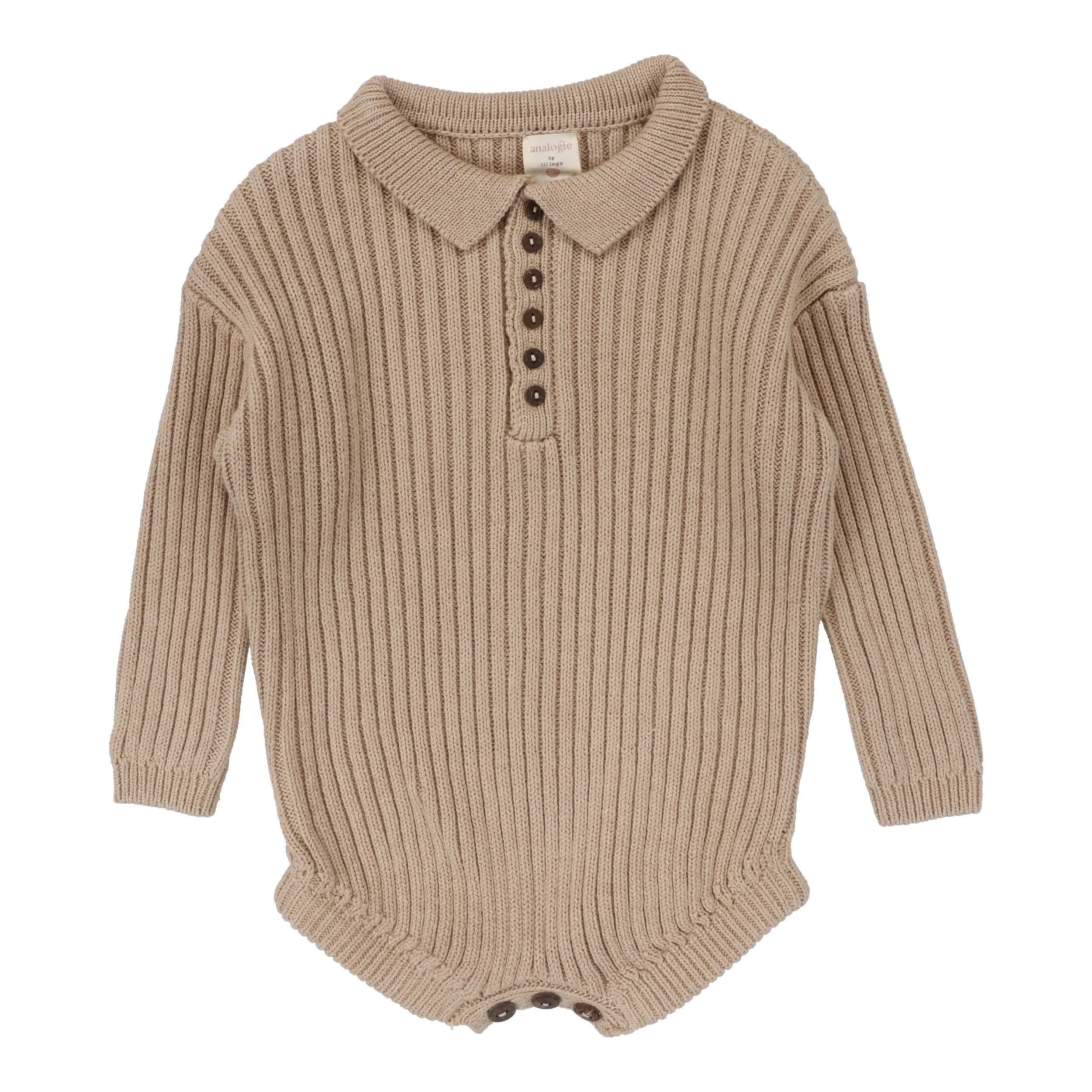 Analogie By Lil Legs Boys Knit Romper Oatmeal