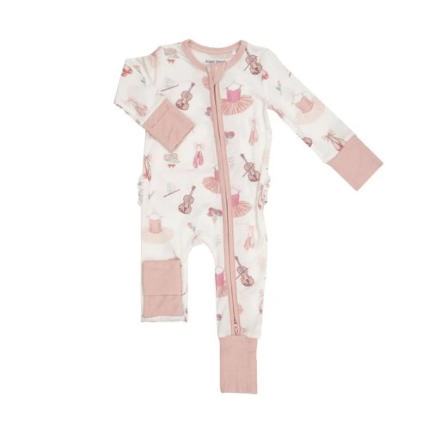 Angel Dear Baby Girls BALLET Bamboo Ruffle Zipper Romper Sleeper