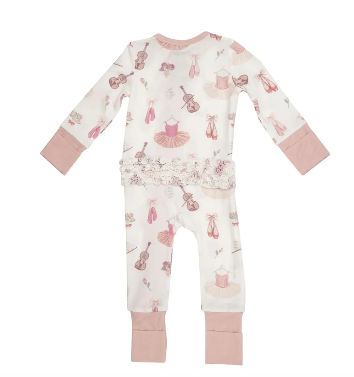 Angel Dear Baby Girls BALLET Bamboo Ruffle Zipper Romper Sleeper