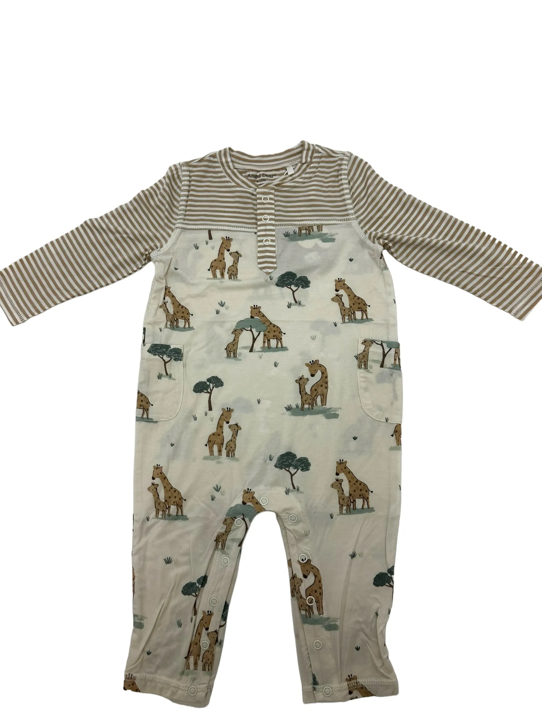 Angel Dear Giraffe Families - Romper W/Contrast Sleeve 969-F24-GIF 5108