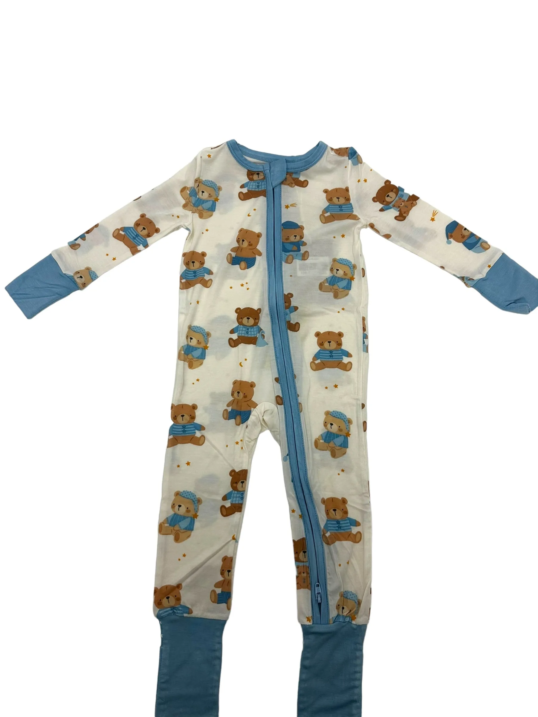 Angel Dear Teddy Bears Blue 2 Way  Zipper Romper 126-F24-TEB3 5108