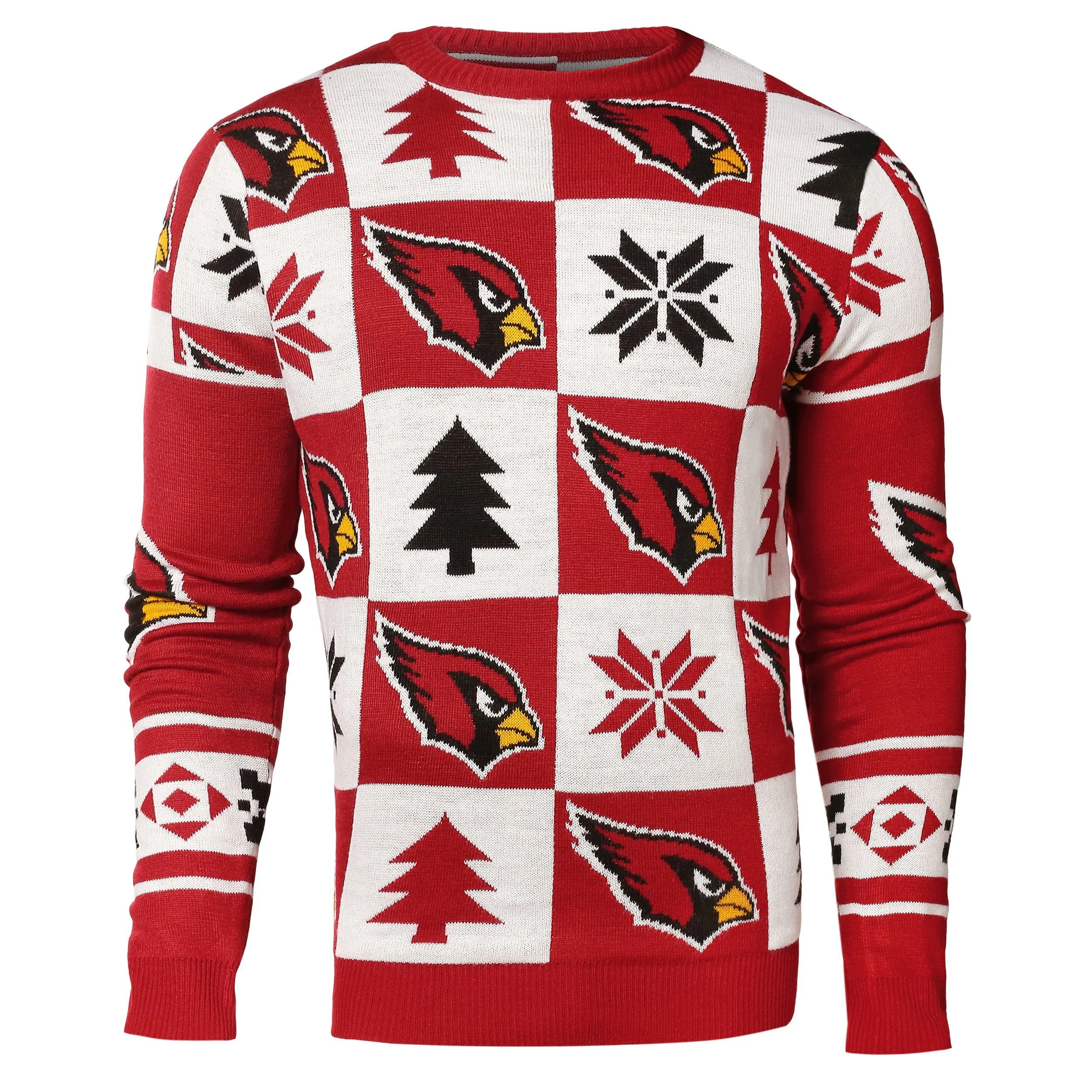 Arizona Cardinals NFL Forever Collectibles Red & White Knit Patches Ugly Sweater