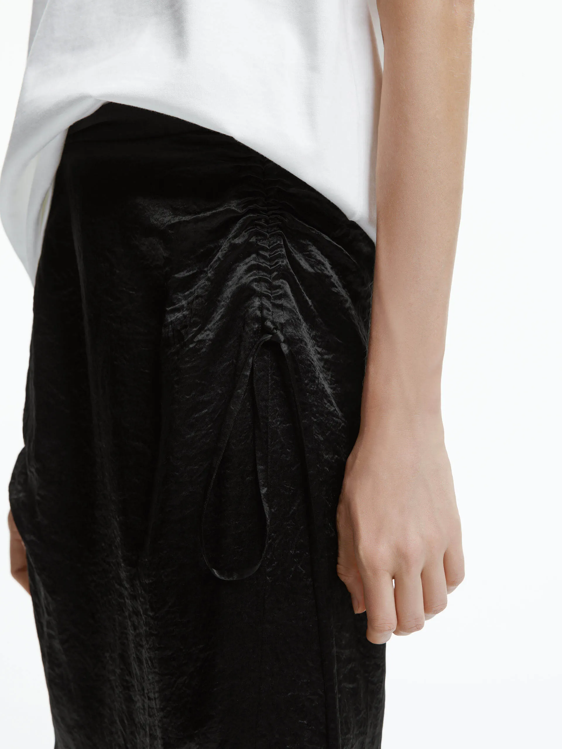 Asymmetric Crinkled Midi Skirt