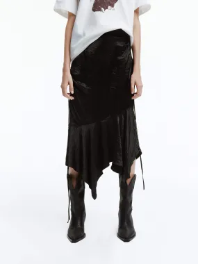 Asymmetric Crinkled Midi Skirt