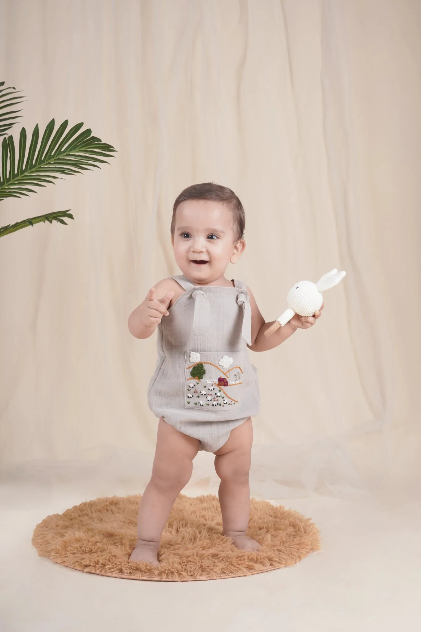 Baa Baa Black Sheep Romper for Boys | Grey| Muslin