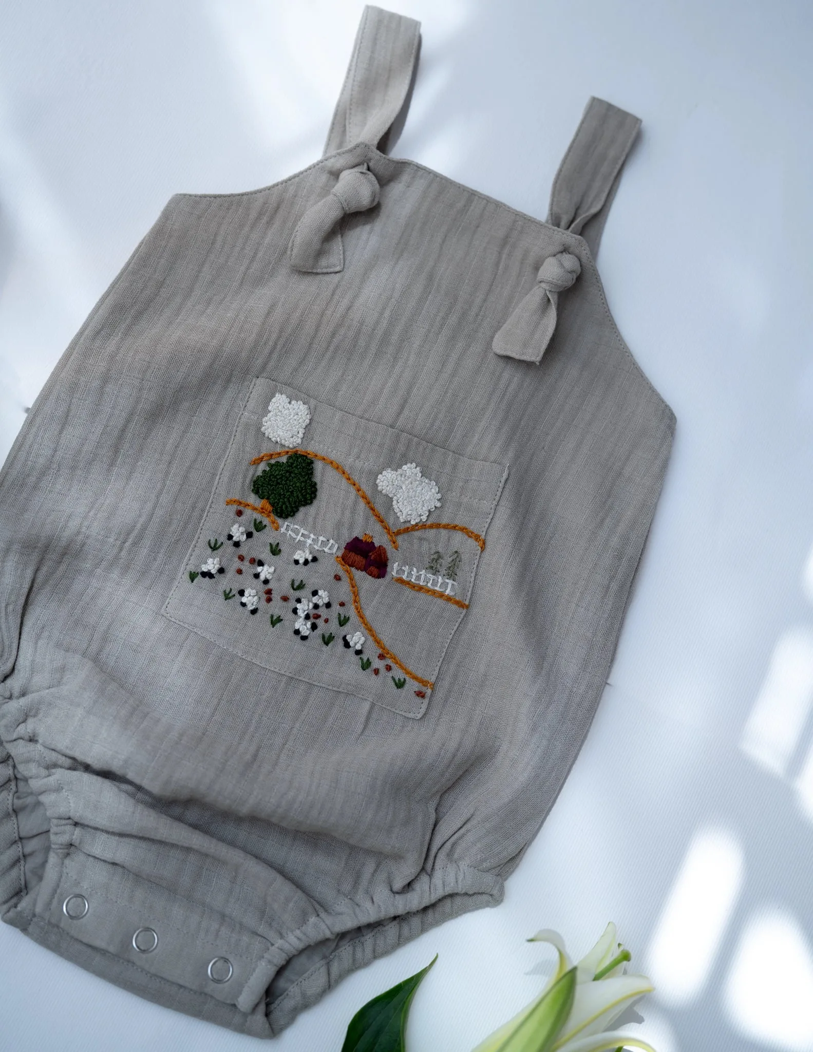 Baa Baa Black Sheep Romper for Boys | Grey| Muslin