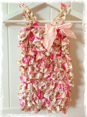 Baby & girl white and pink floral romper. Romper2