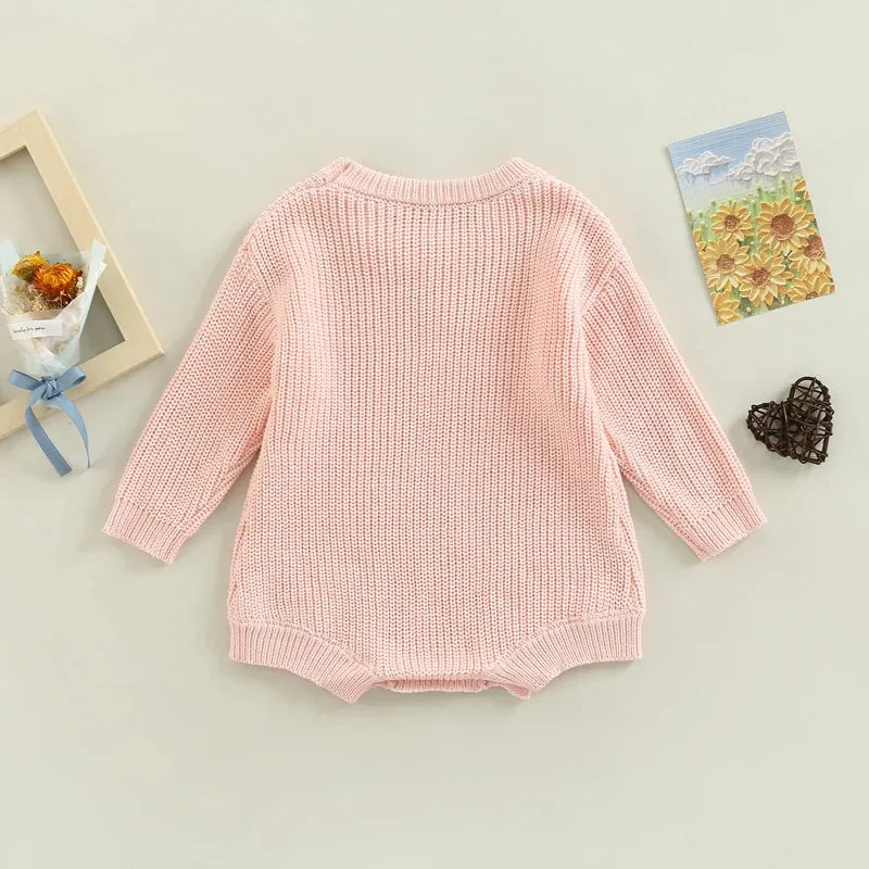 Baby Deluxe Sweater Knit Long Sleeve Romper Onesie Layette