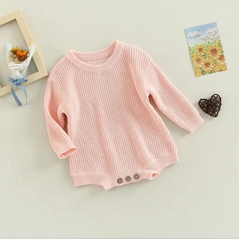 Baby Deluxe Sweater Knit Long Sleeve Romper Onesie Layette