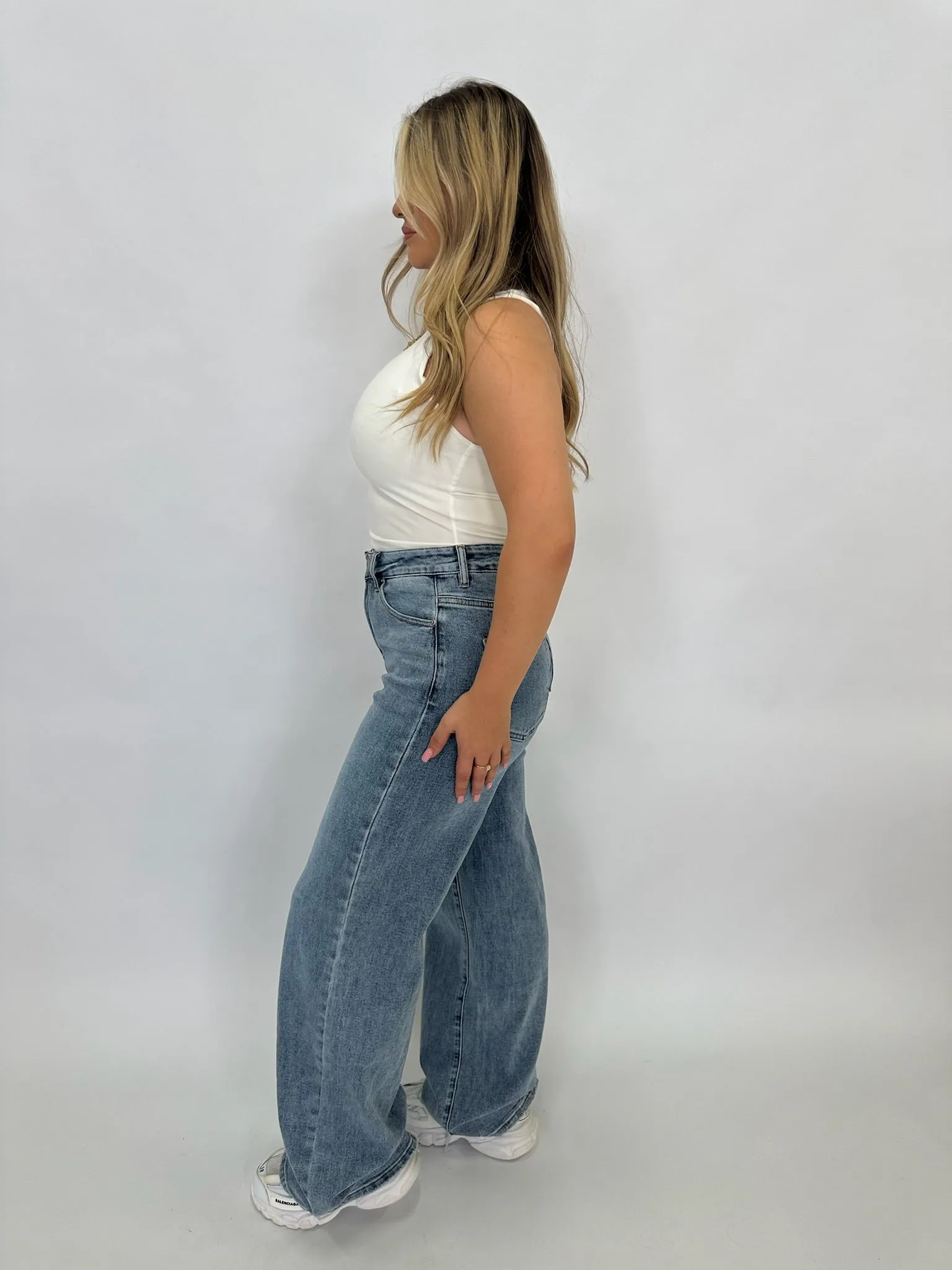 BAMBI BLUE DENIM WIDE LEG JEANS