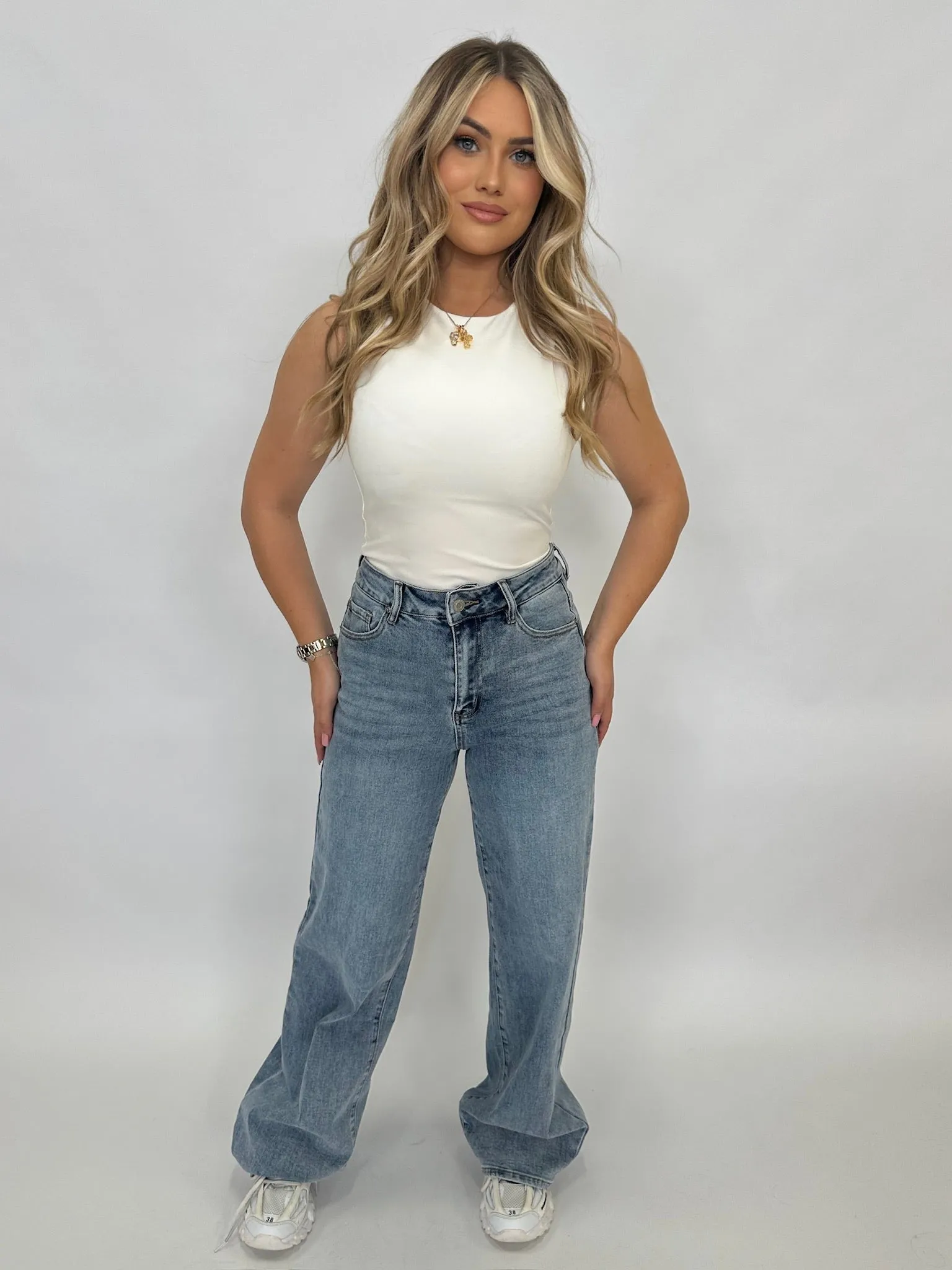 BAMBI BLUE DENIM WIDE LEG JEANS