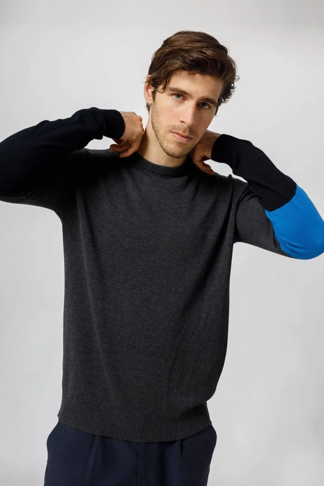 Bamboo Color Block Crew Neck Sweater