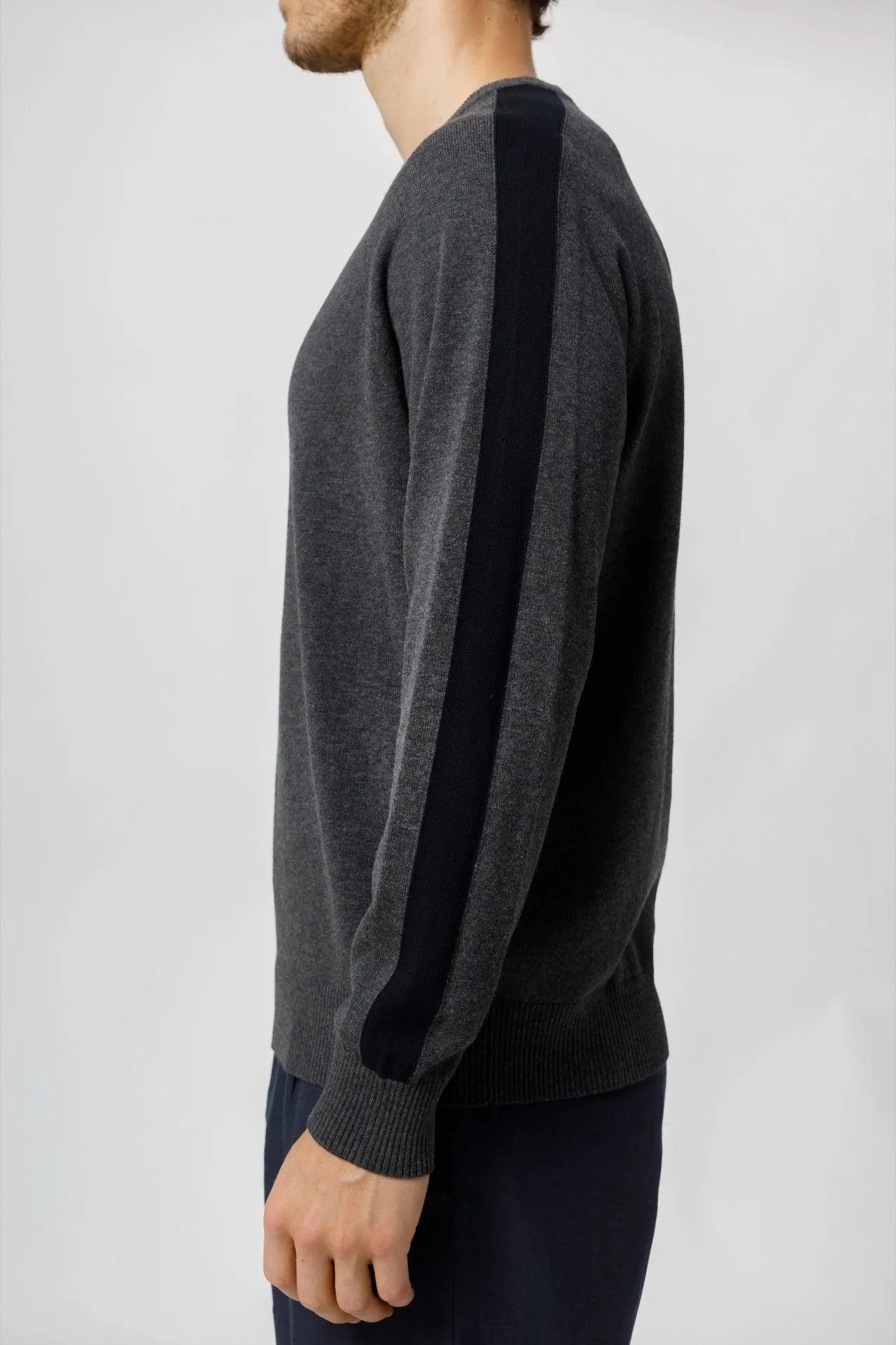 Bamboo Contrast Stripe Crew Neck Sweater