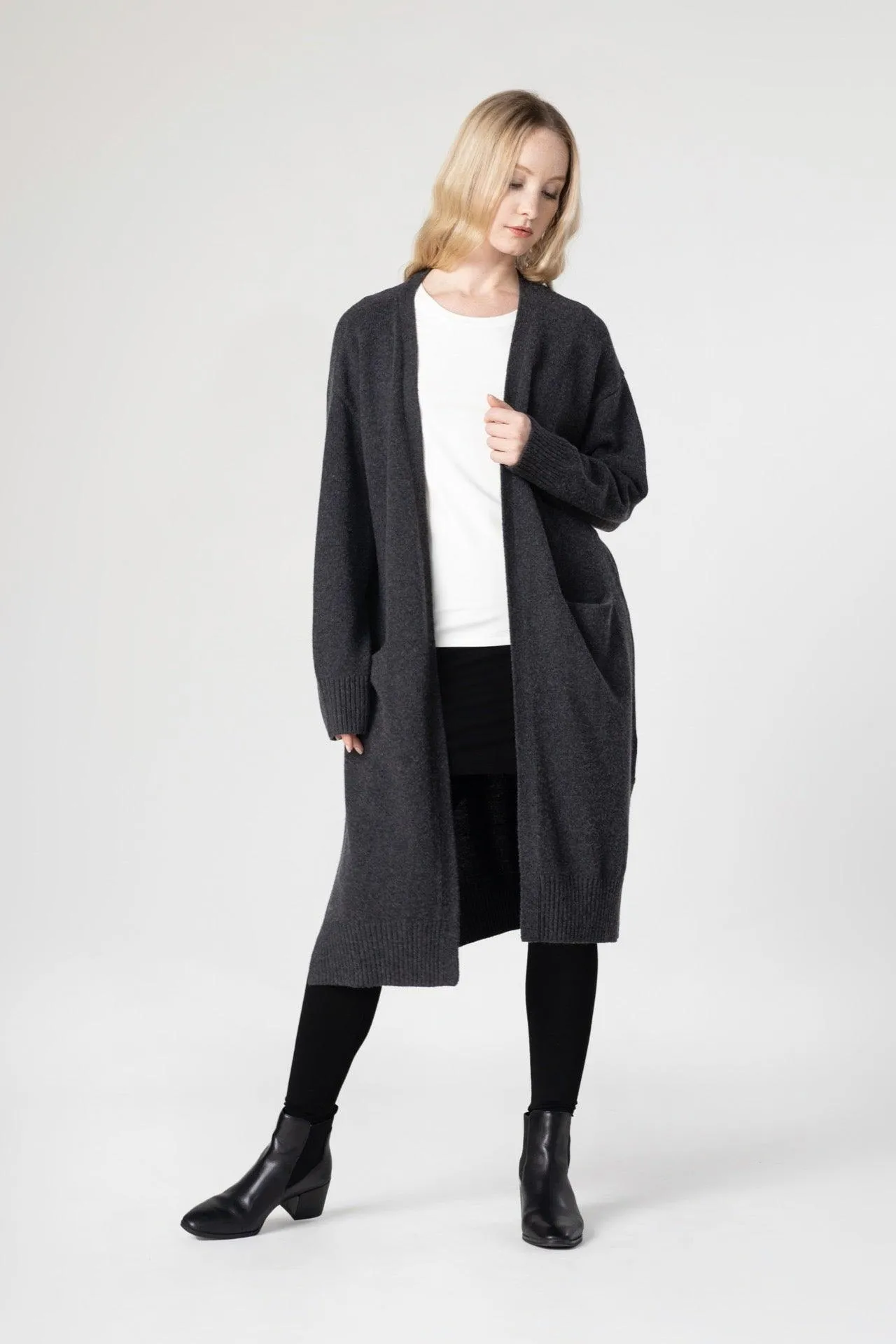 Bamboo Long Length Side Slit Cardigan