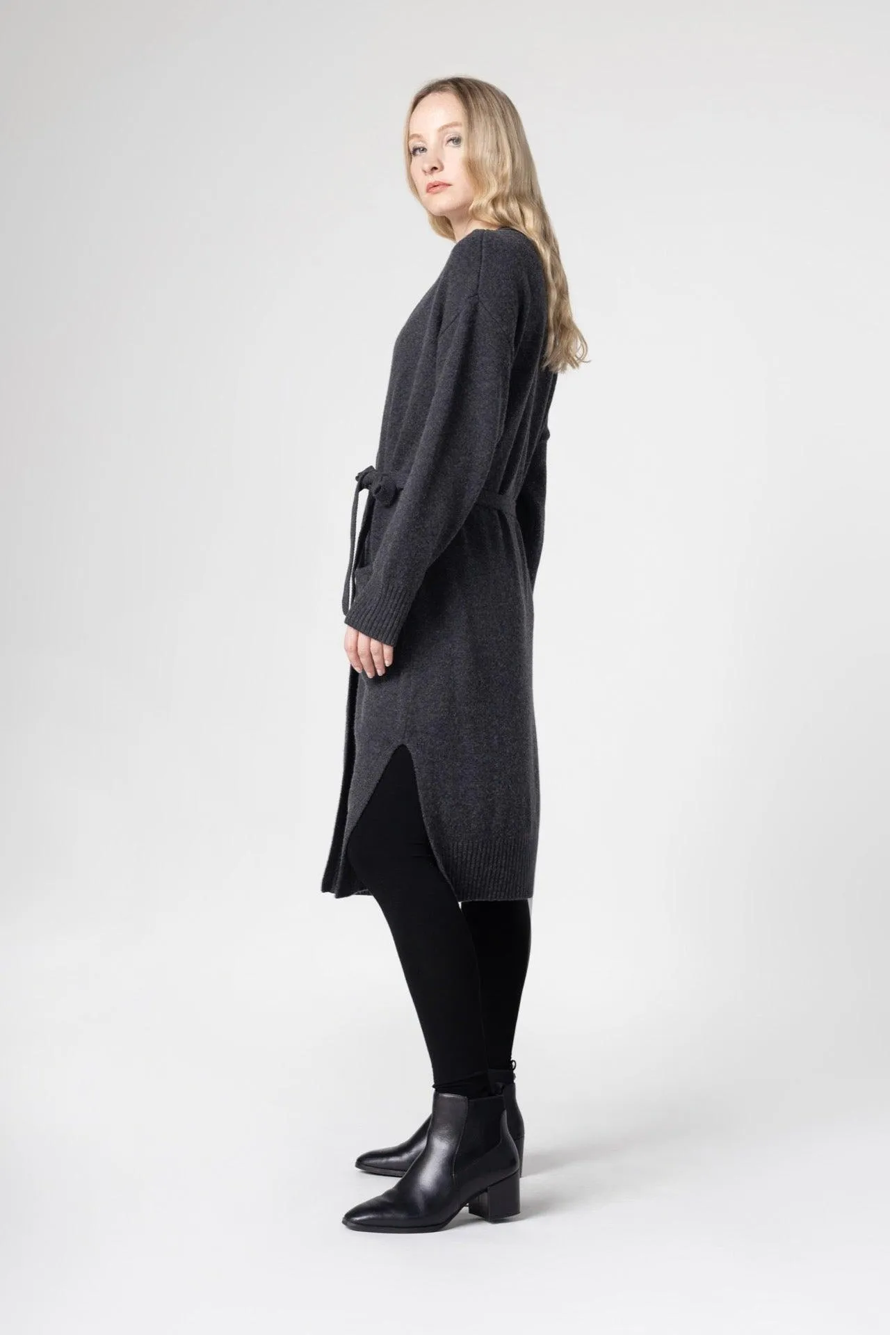 Bamboo Long Length Side Slit Cardigan