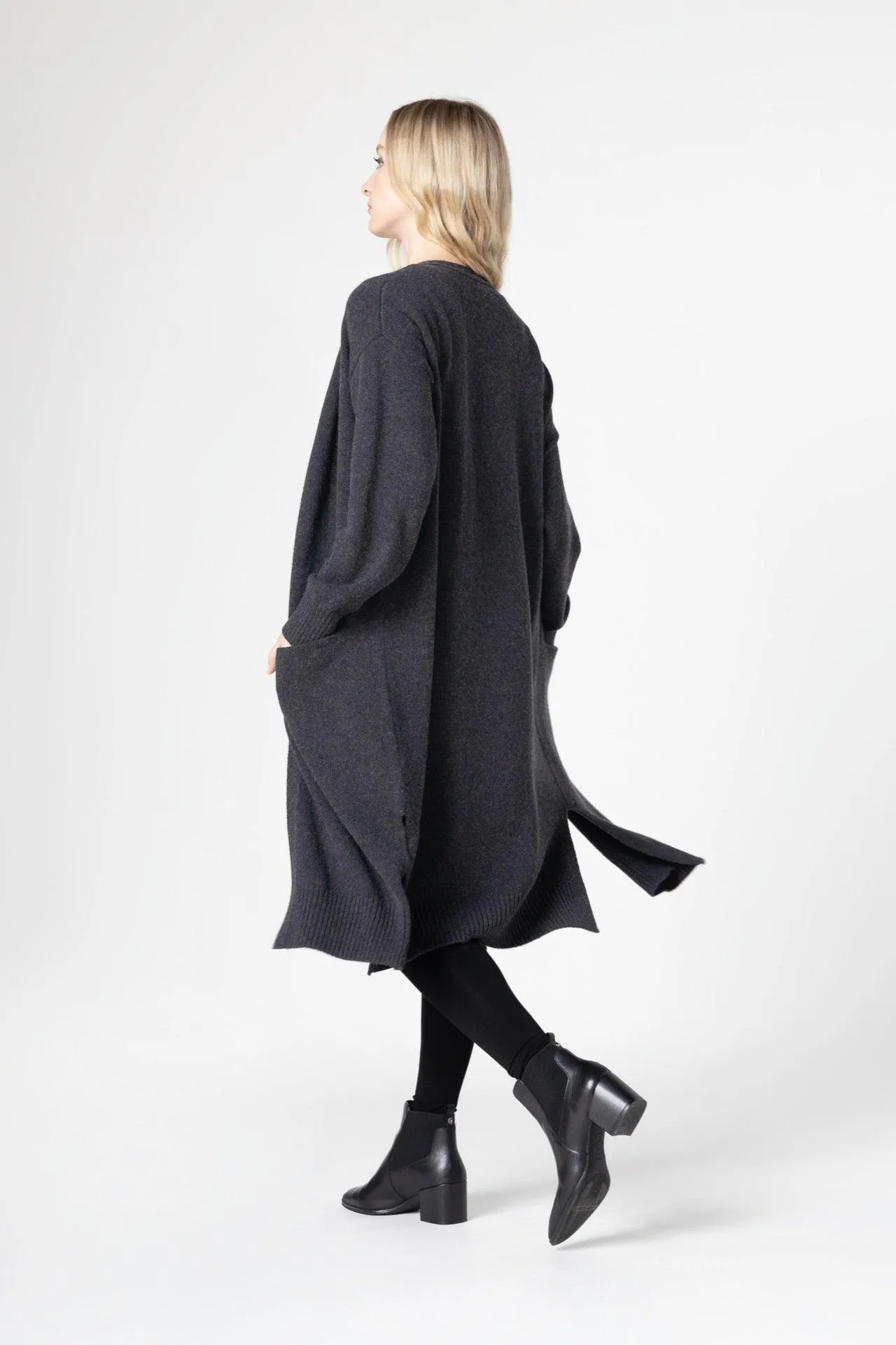 Bamboo Long Length Side Slit Cardigan