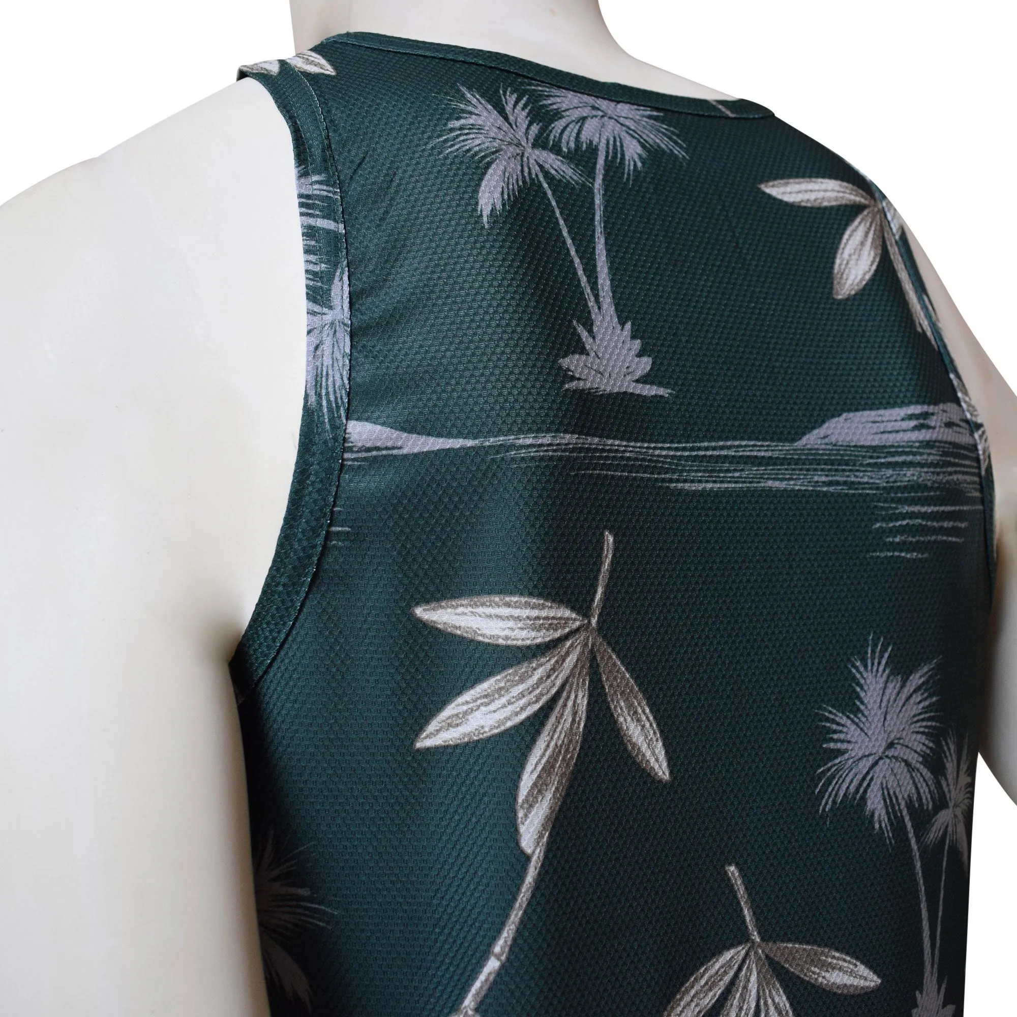 Bamboo Men's Printed Tank Top - Hawaiian All Over Pattern Lightweight Fast-Drying Casual Men Unisex Texture Tank Top