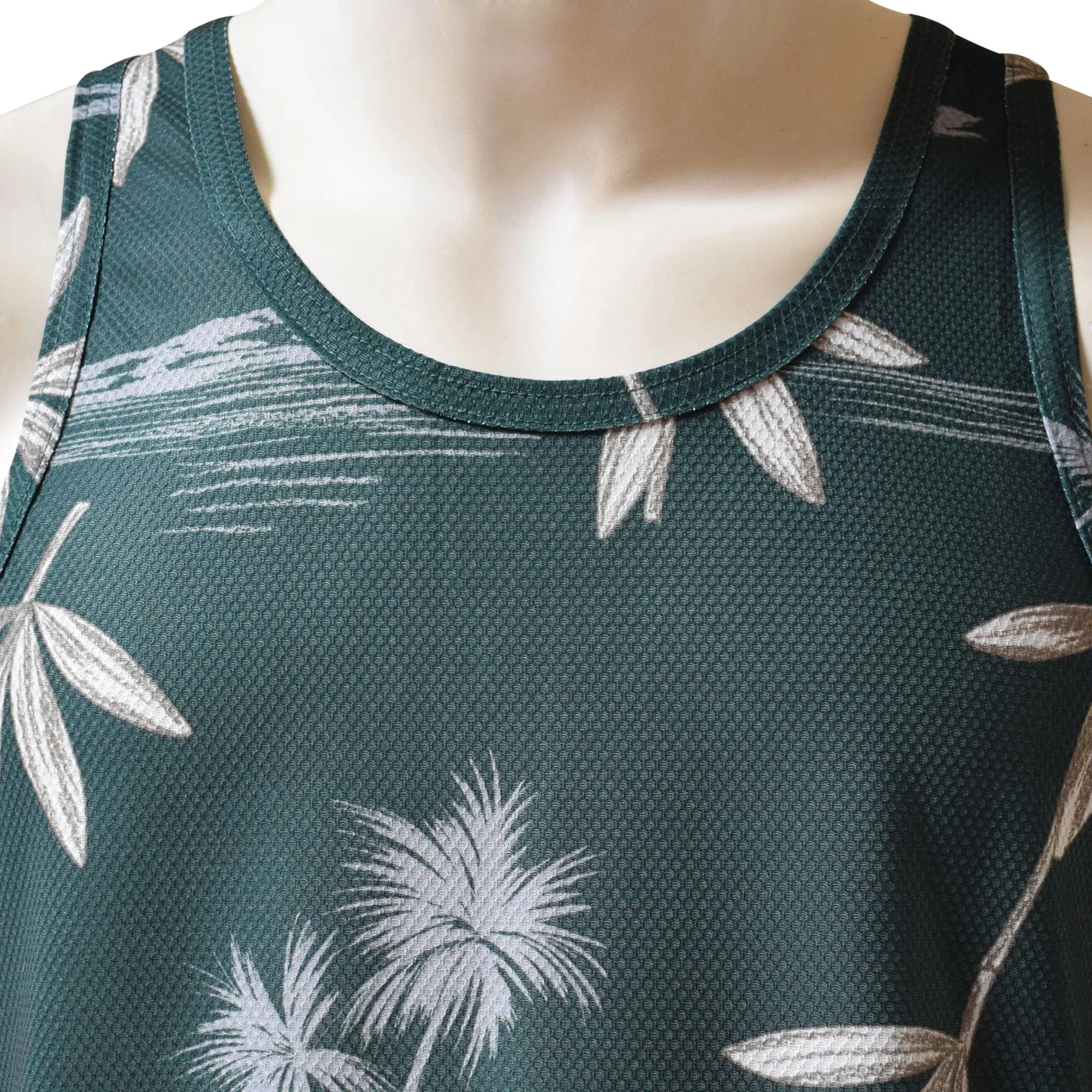 Bamboo Men's Printed Tank Top - Hawaiian All Over Pattern Lightweight Fast-Drying Casual Men Unisex Texture Tank Top