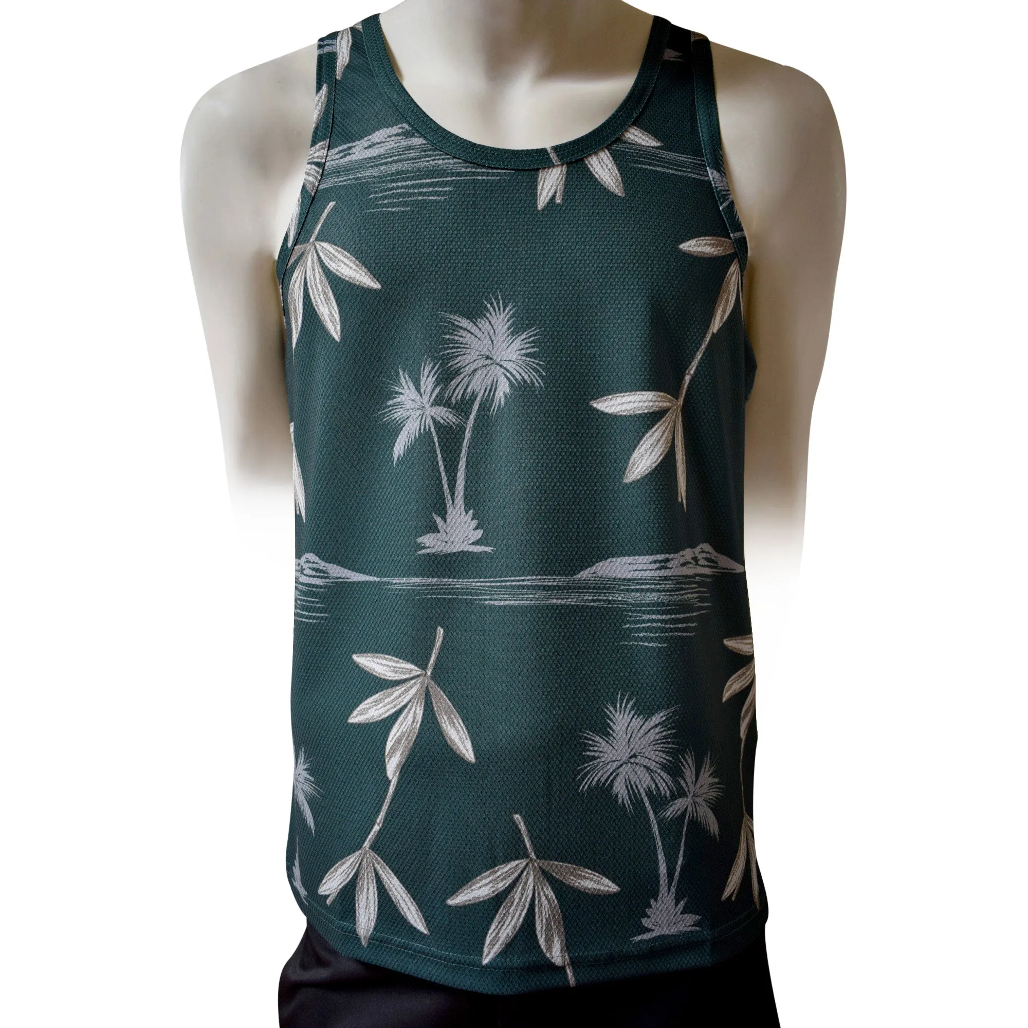 Bamboo Men's Printed Tank Top - Hawaiian All Over Pattern Lightweight Fast-Drying Casual Men Unisex Texture Tank Top