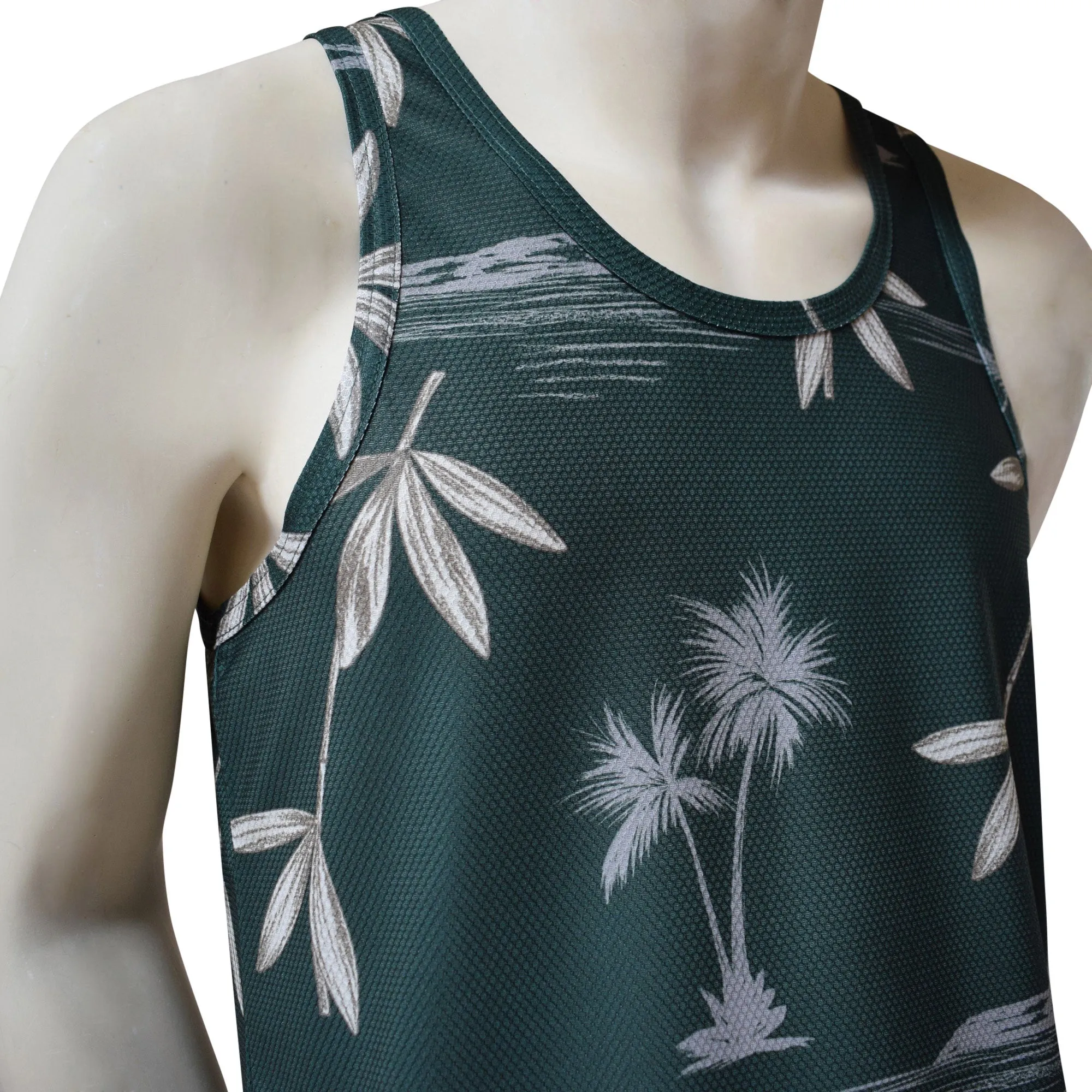 Bamboo Men's Printed Tank Top - Hawaiian All Over Pattern Lightweight Fast-Drying Casual Men Unisex Texture Tank Top