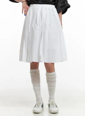 Banded Pleated Cotton Midi Skirt CY431