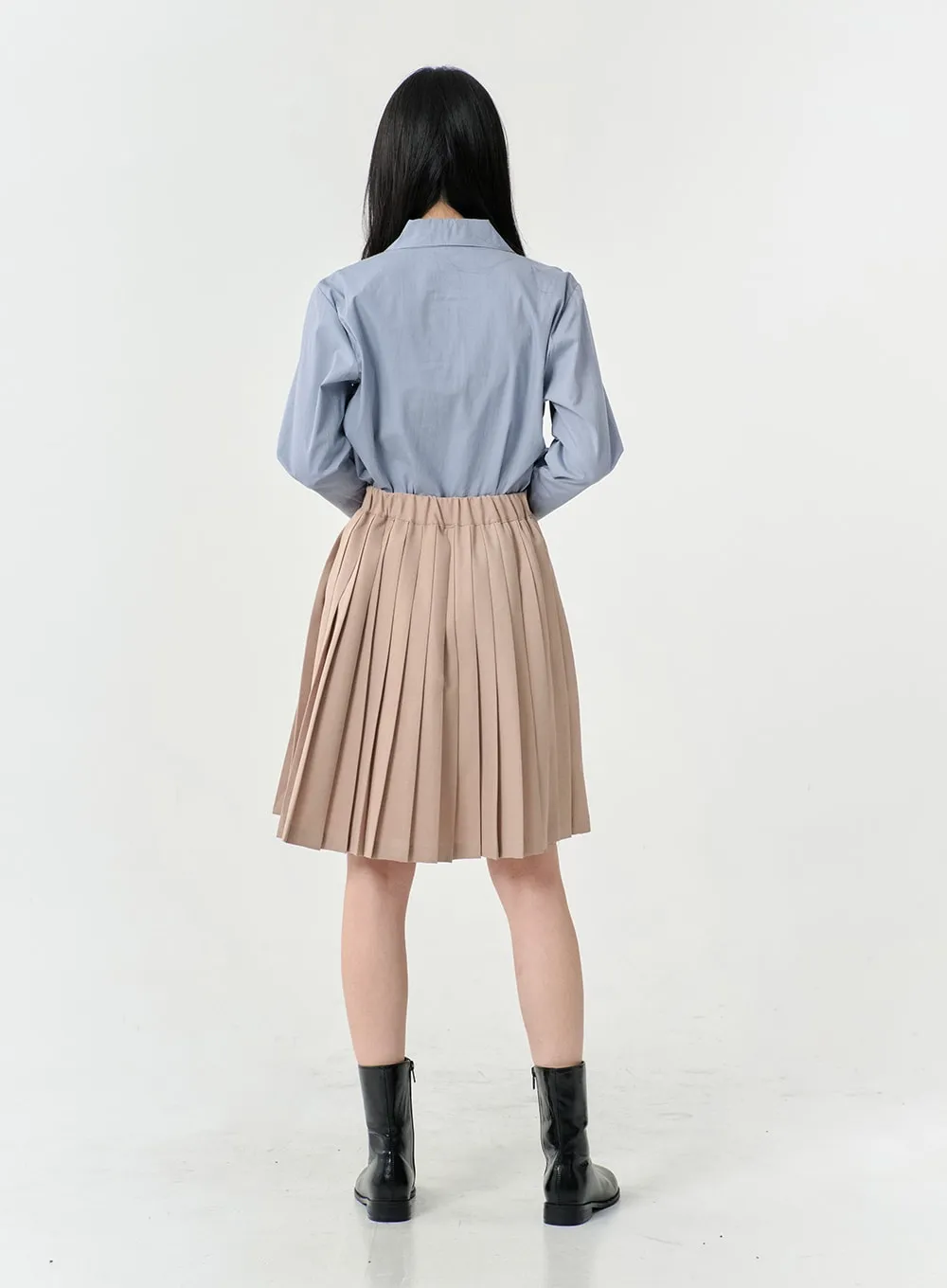 Basic Pleated Midi Skirt OS02