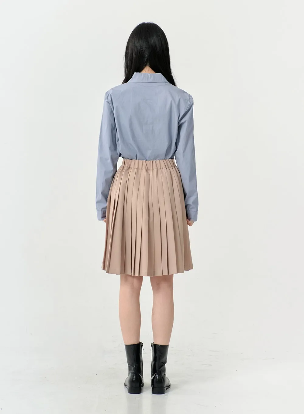 Basic Pleated Midi Skirt OS02